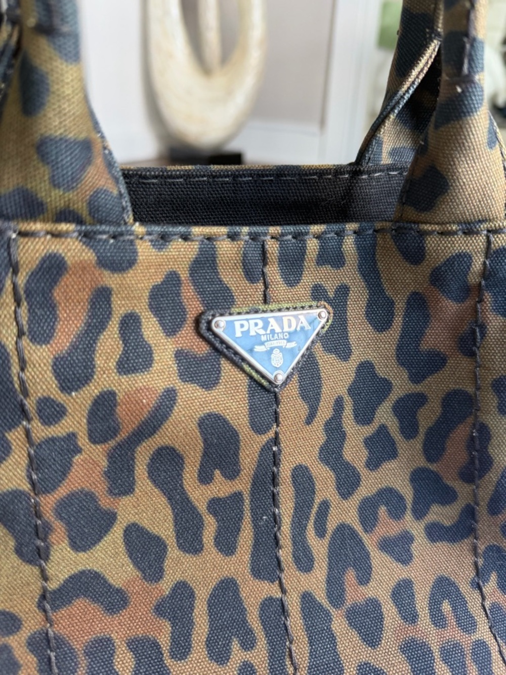 Prada Leopard Canvas Small Tote - Picture 3 of 10